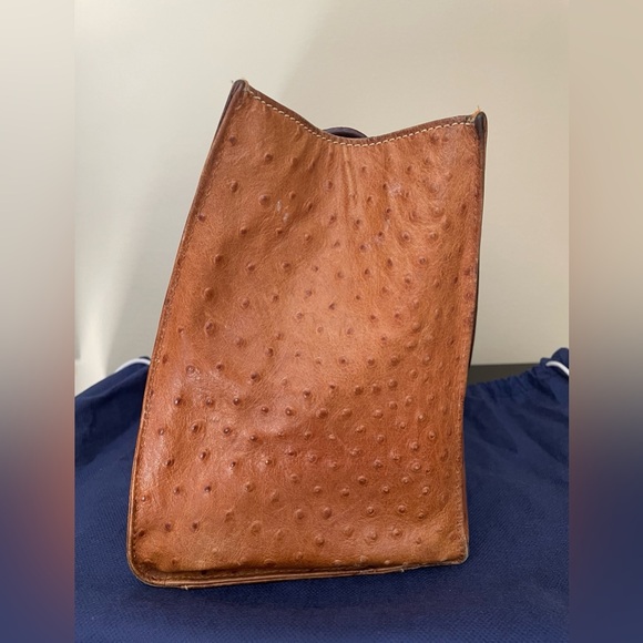 Dooney & Bourke Brown Ostrich Square Shopper Barlow Handbag with Snap Closure - Picture 9 of 15